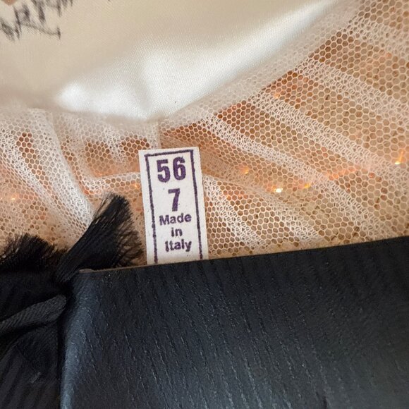 Vtg 30s 40s Ponte Rialto Italian Straw Boater Hat Orange Ribbon Band Sz 7 56 - Picture 8 of 9